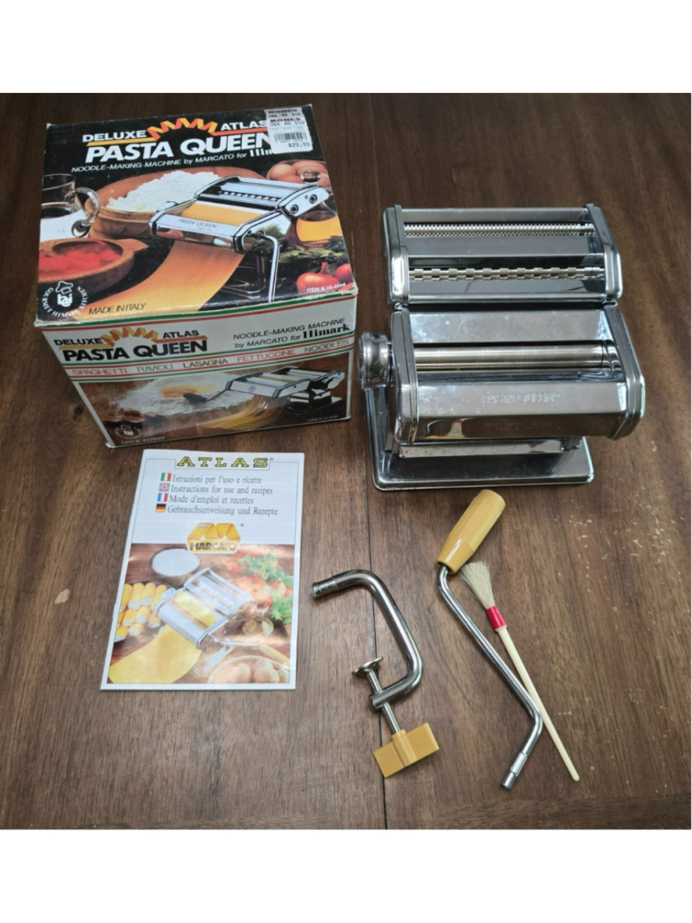 Vintage Deluxe Atlas Pasta Queen Machine Marcato Himark 15-4590 Italy Complete